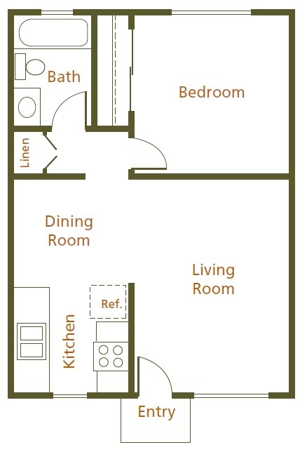 1 Bed, 1 Bath Model floor plan